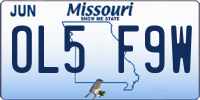 MO license plate OL5F9W