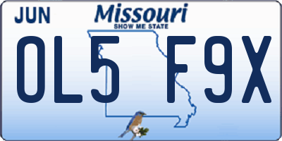 MO license plate OL5F9X