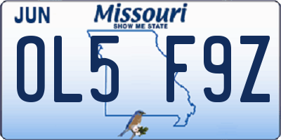 MO license plate OL5F9Z