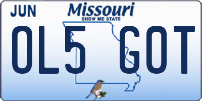 MO license plate OL5G0T