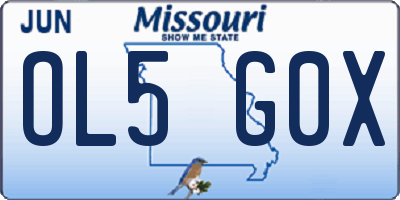 MO license plate OL5G0X