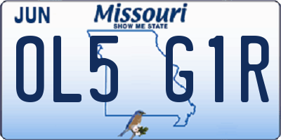 MO license plate OL5G1R