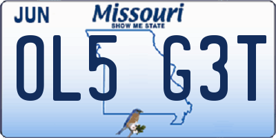 MO license plate OL5G3T