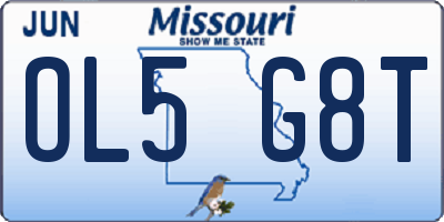 MO license plate OL5G8T