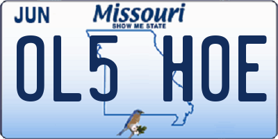 MO license plate OL5H0E