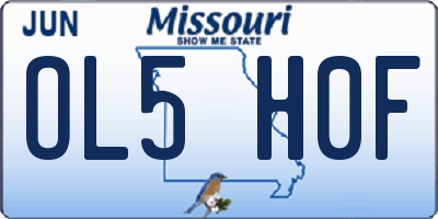 MO license plate OL5H0F