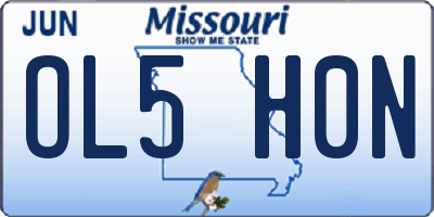 MO license plate OL5H0N