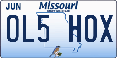MO license plate OL5H0X