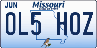 MO license plate OL5H0Z