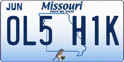 MO license plate OL5H1K