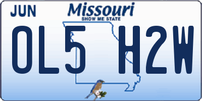 MO license plate OL5H2W