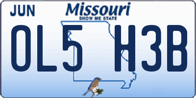 MO license plate OL5H3B