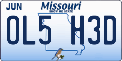MO license plate OL5H3D
