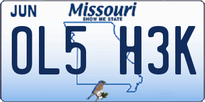 MO license plate OL5H3K