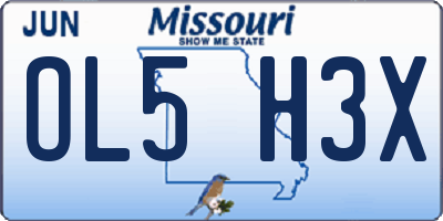 MO license plate OL5H3X