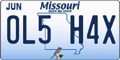 MO license plate OL5H4X