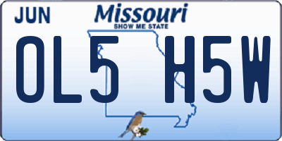 MO license plate OL5H5W