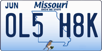 MO license plate OL5H8K