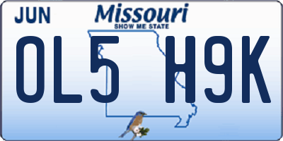 MO license plate OL5H9K