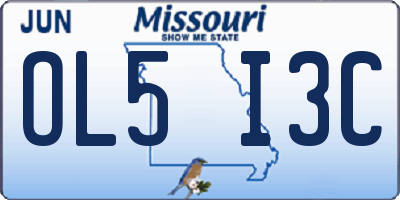 MO license plate OL5I3C