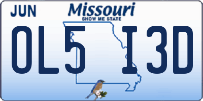 MO license plate OL5I3D