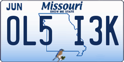 MO license plate OL5I3K