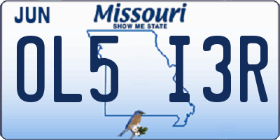 MO license plate OL5I3R
