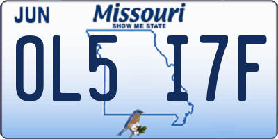 MO license plate OL5I7F