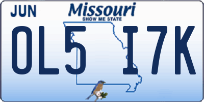 MO license plate OL5I7K