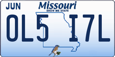 MO license plate OL5I7L