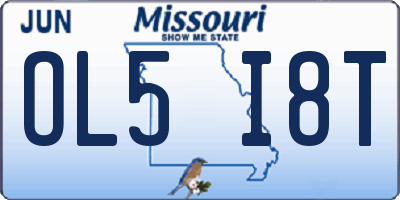 MO license plate OL5I8T