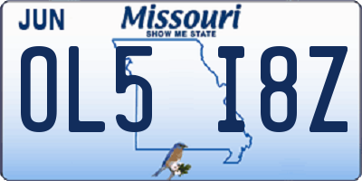 MO license plate OL5I8Z