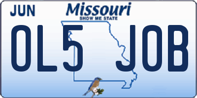MO license plate OL5J0B