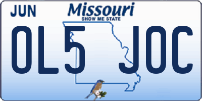 MO license plate OL5J0C
