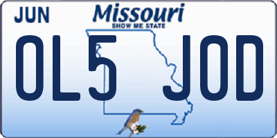 MO license plate OL5J0D