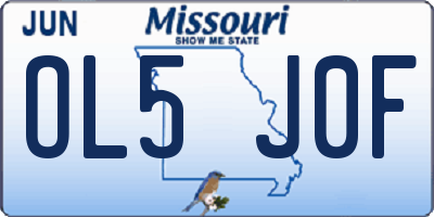 MO license plate OL5J0F
