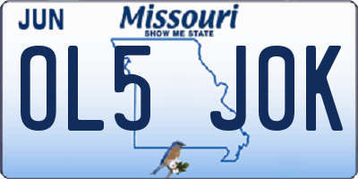 MO license plate OL5J0K