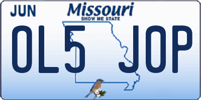 MO license plate OL5J0P