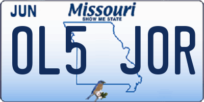 MO license plate OL5J0R