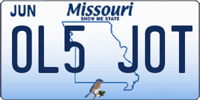 MO license plate OL5J0T