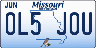 MO license plate OL5J0U