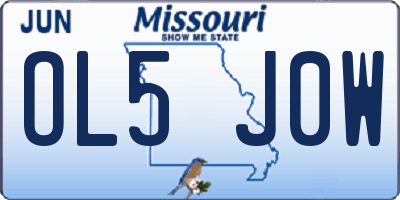 MO license plate OL5J0W