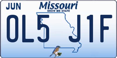 MO license plate OL5J1F