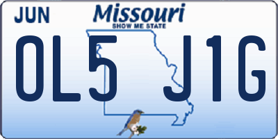 MO license plate OL5J1G