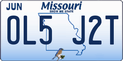 MO license plate OL5J2T