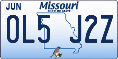 MO license plate OL5J2Z