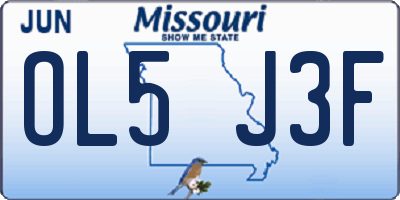 MO license plate OL5J3F