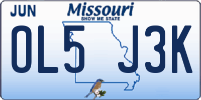 MO license plate OL5J3K