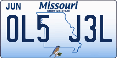 MO license plate OL5J3L