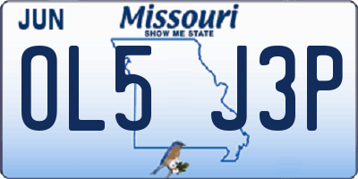 MO license plate OL5J3P